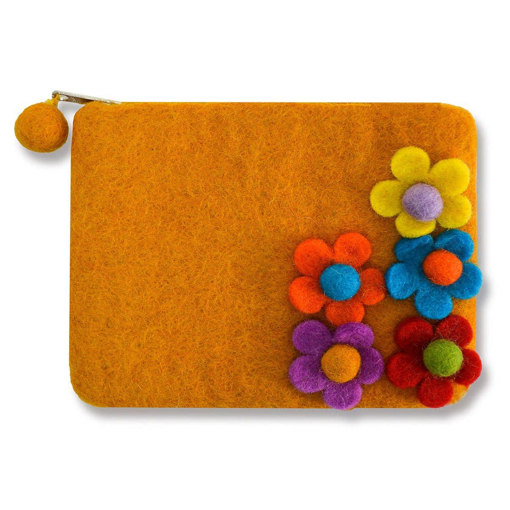 Five side flower Zip coin purses: Red