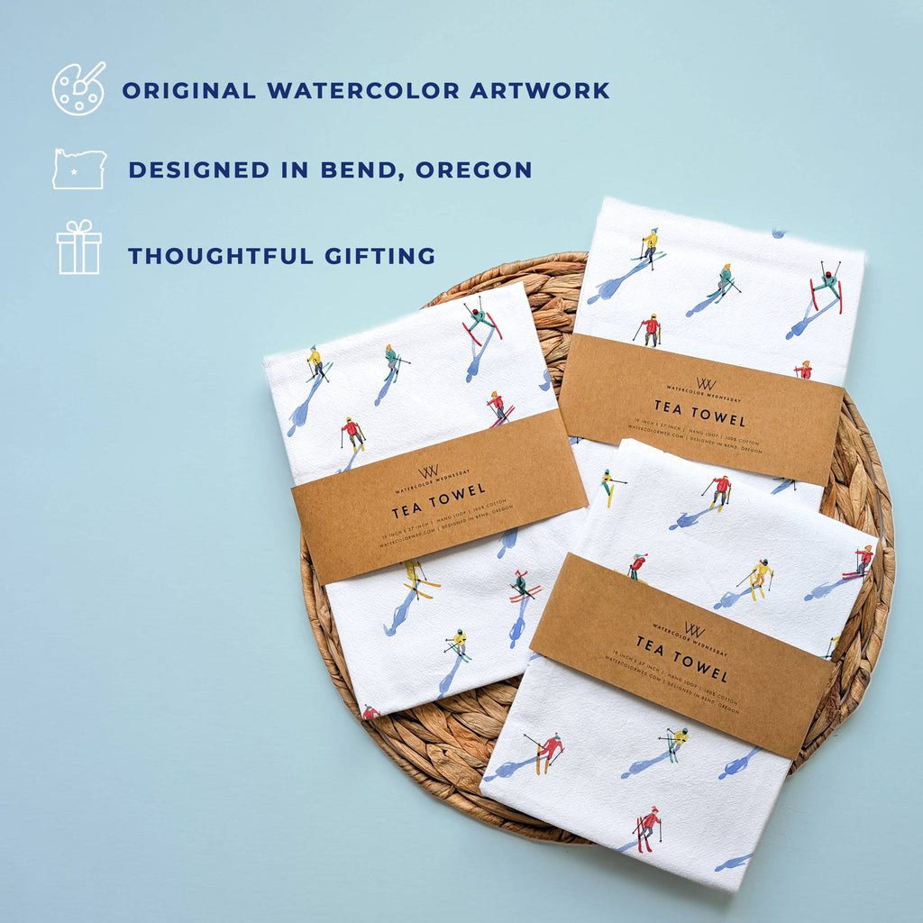 Skiers Tea Towel | Apres Ski Winter Holiday Kitchen Towel