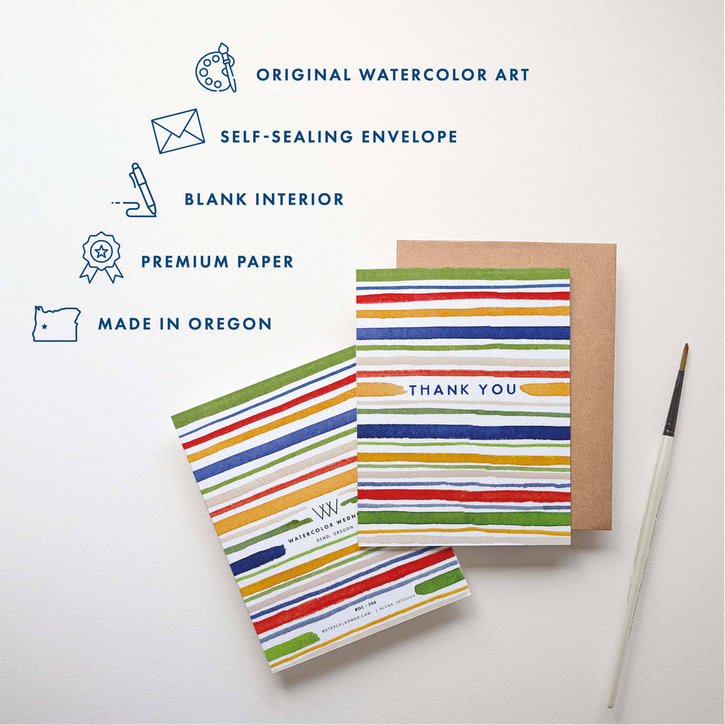Thank You Card | Watercolor Stripes