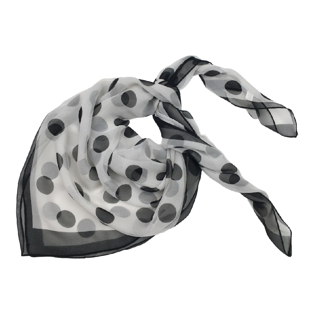 Vintage Polka Dot Soft Square Scarf: Black