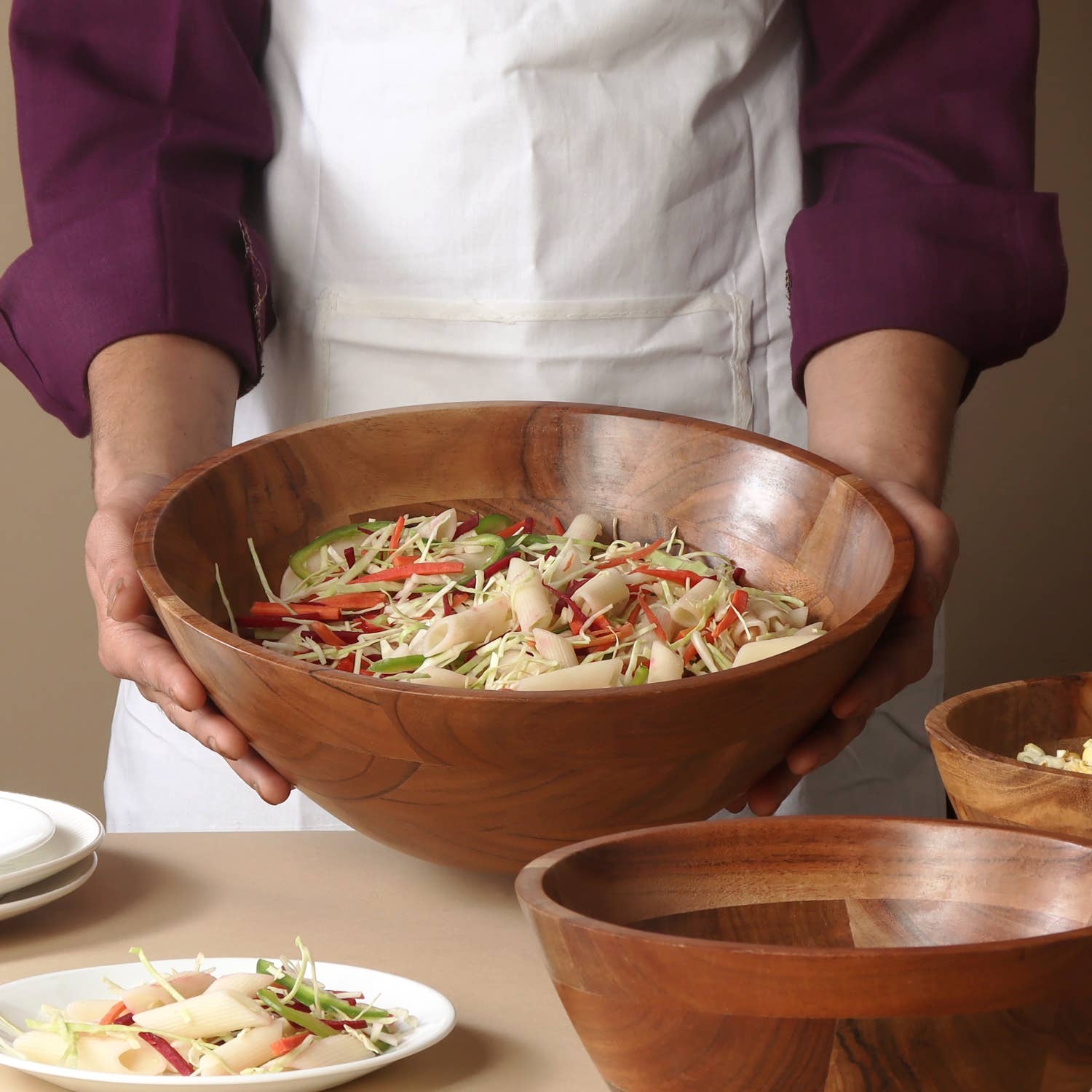 Acacia Wood Serving Bowl — 12 inch