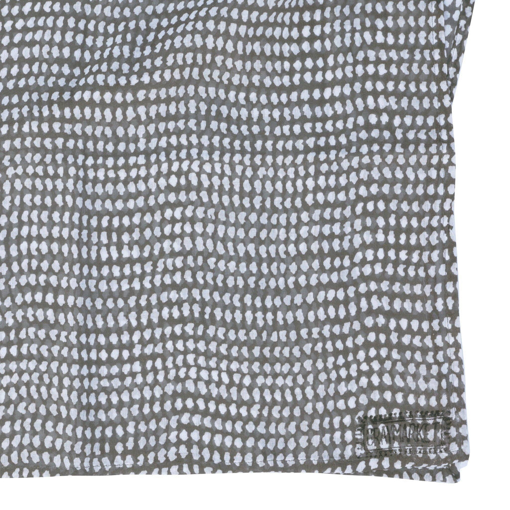 Dark Gray/White Dot Block Printed Scarf
