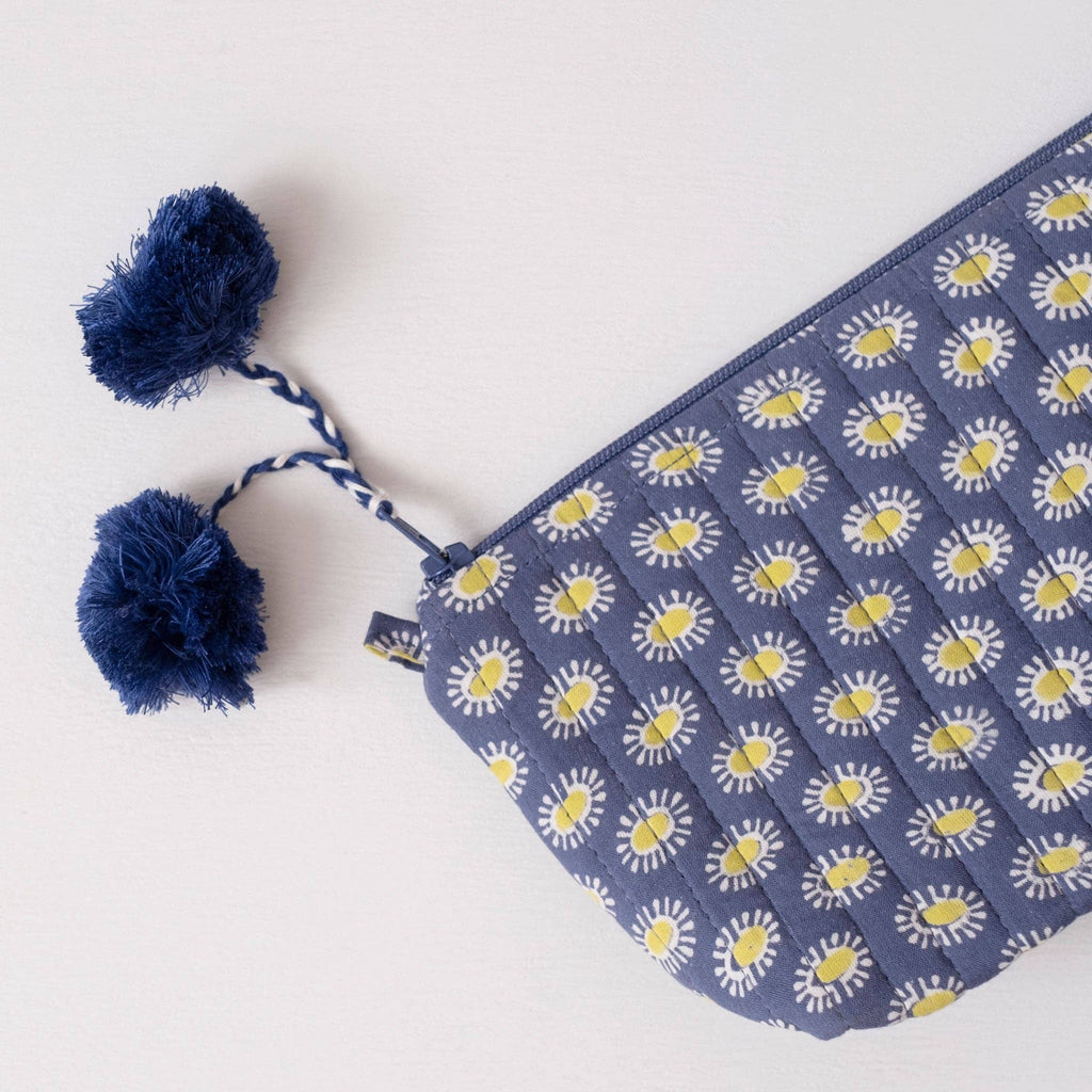 Daisy Royal Block Printed Makeup Pouch