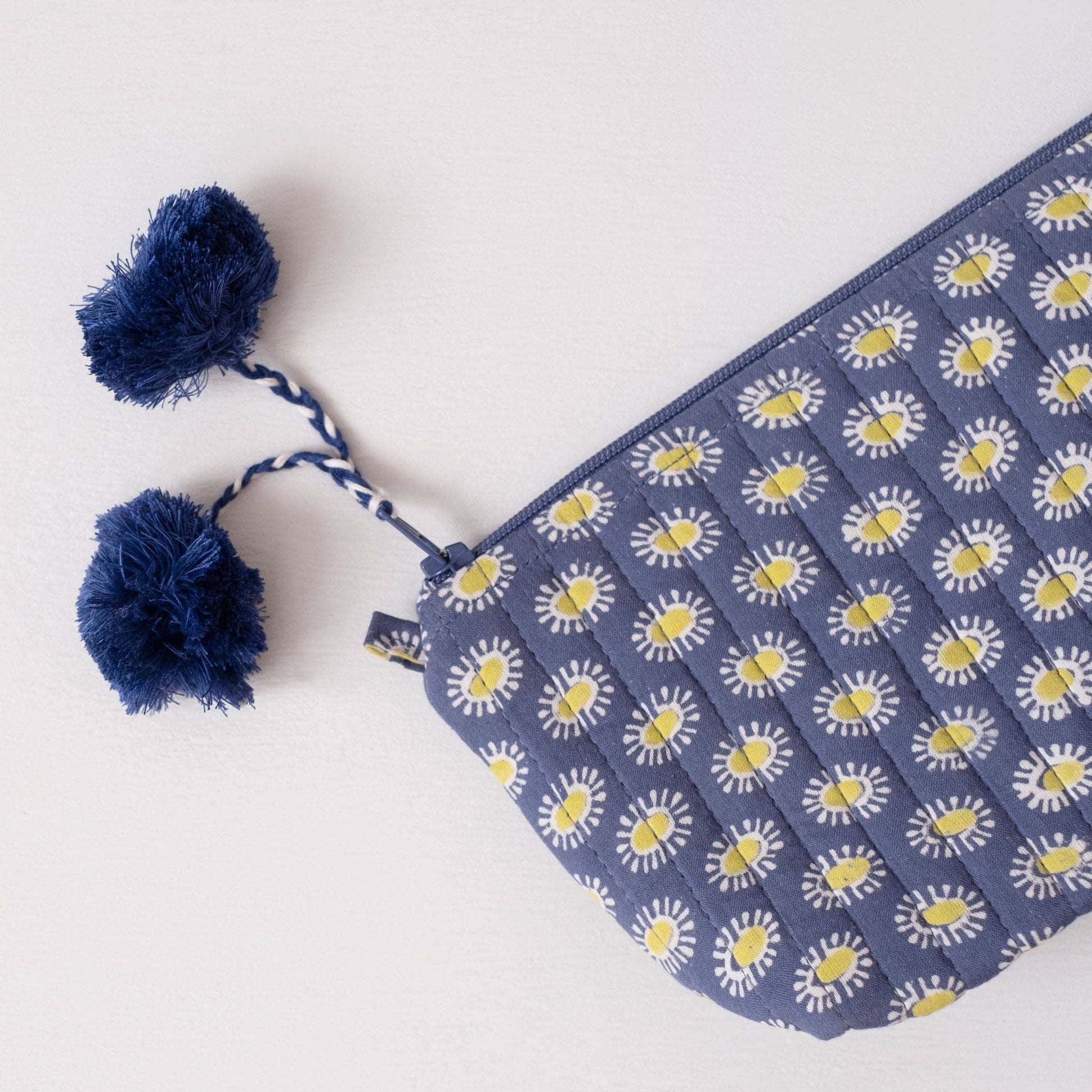 Daisy Royal Block Printed Makeup Pouch