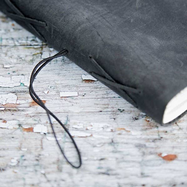 Large Buffalo Leather Elastic Tie Journal Notebook