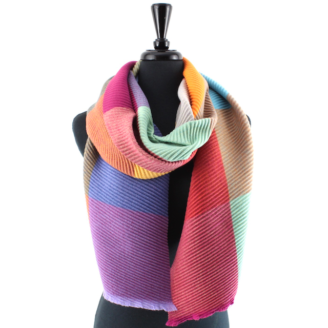 Blue/White/L Brown Merrymaking Pleated Scarf