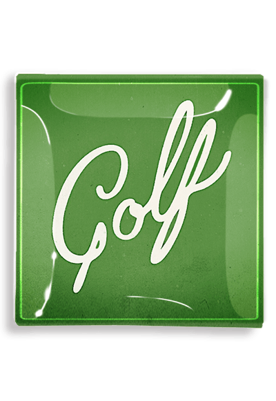 Golf Script Decoupage Glass Tray: 6"X 6"