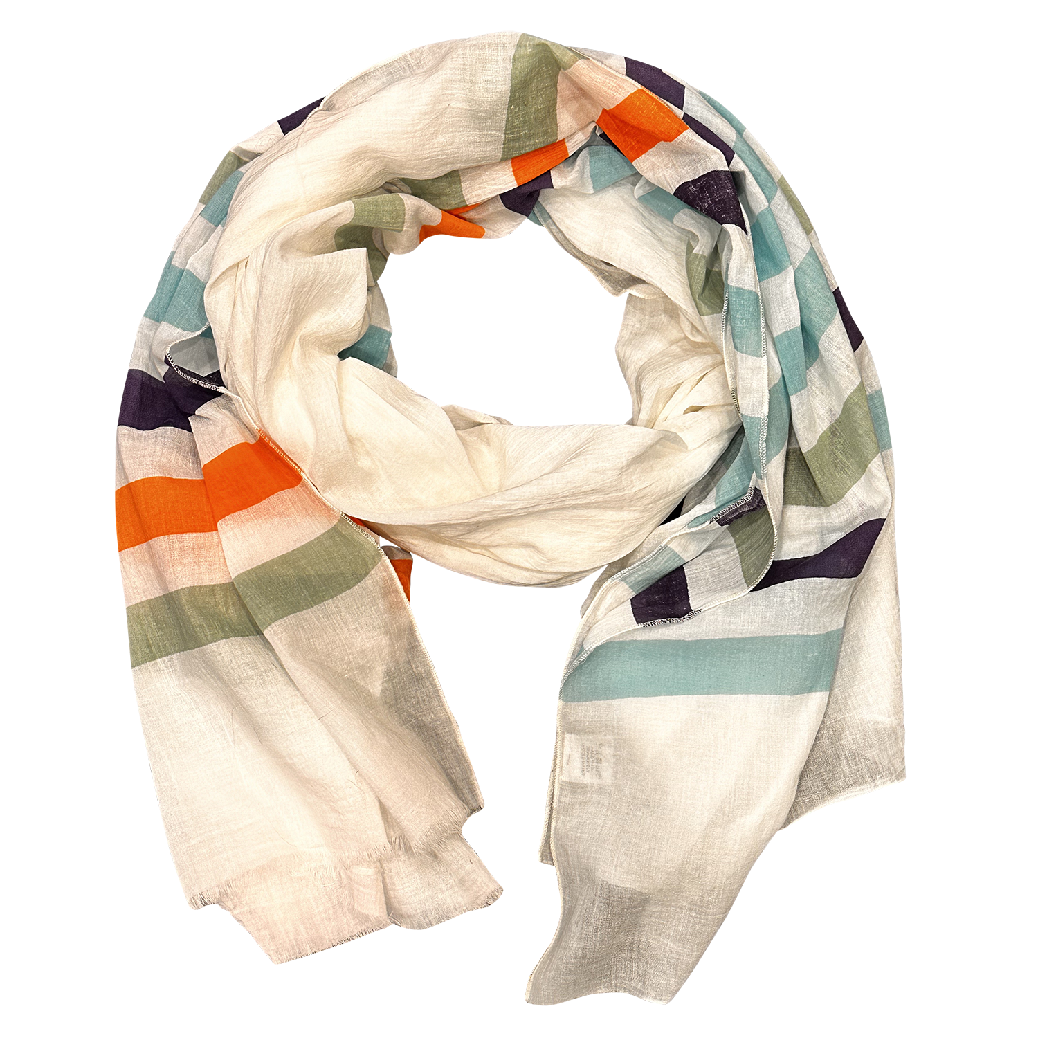 Brilliant Stripes Lightweight Pure Cotton Scarf for Women