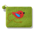 Turquoise One Bird Design Coin Purse