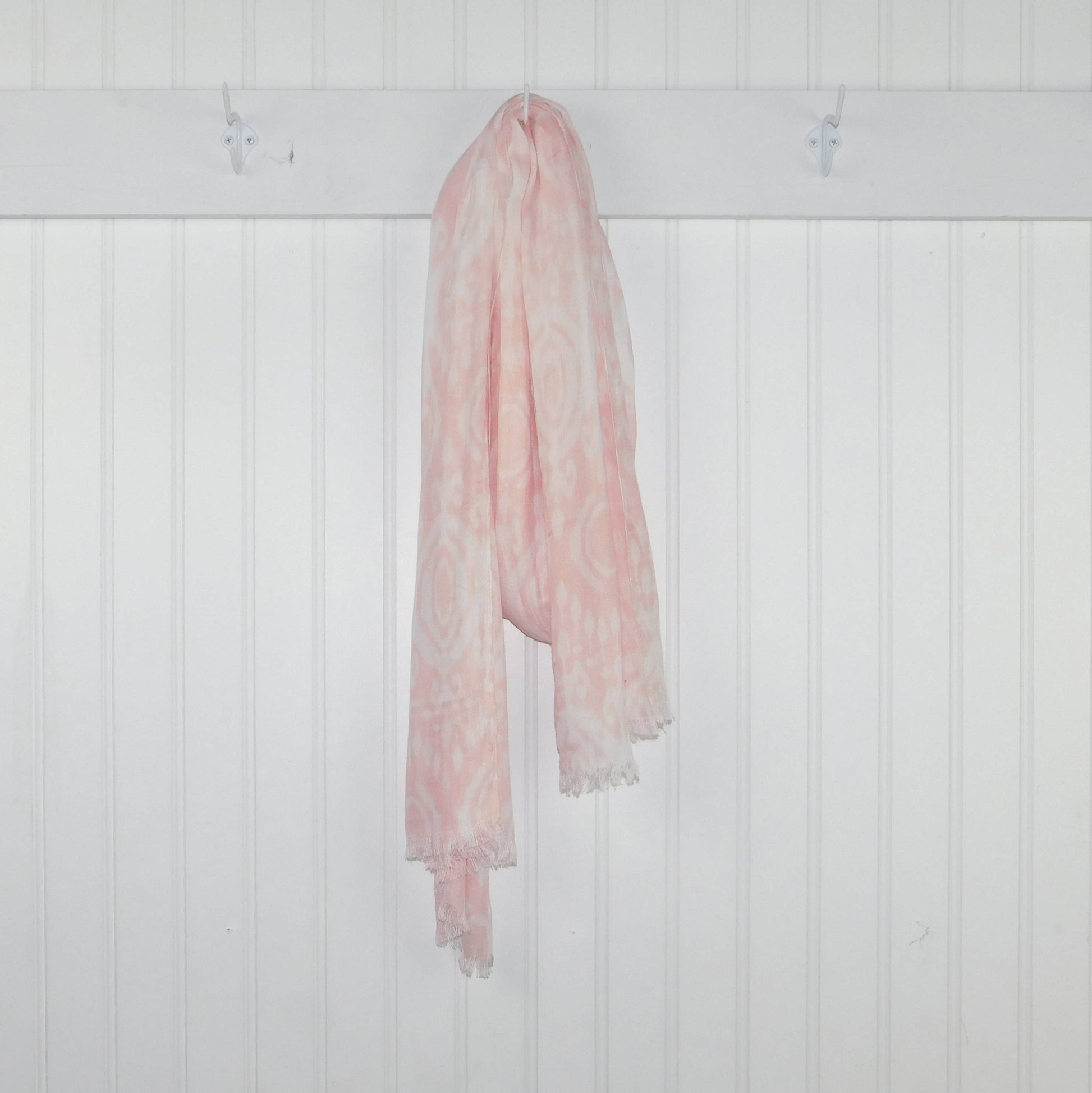 Pure Viscose Makahla Spring Feathered Edge Scarf for Women: Light Pink