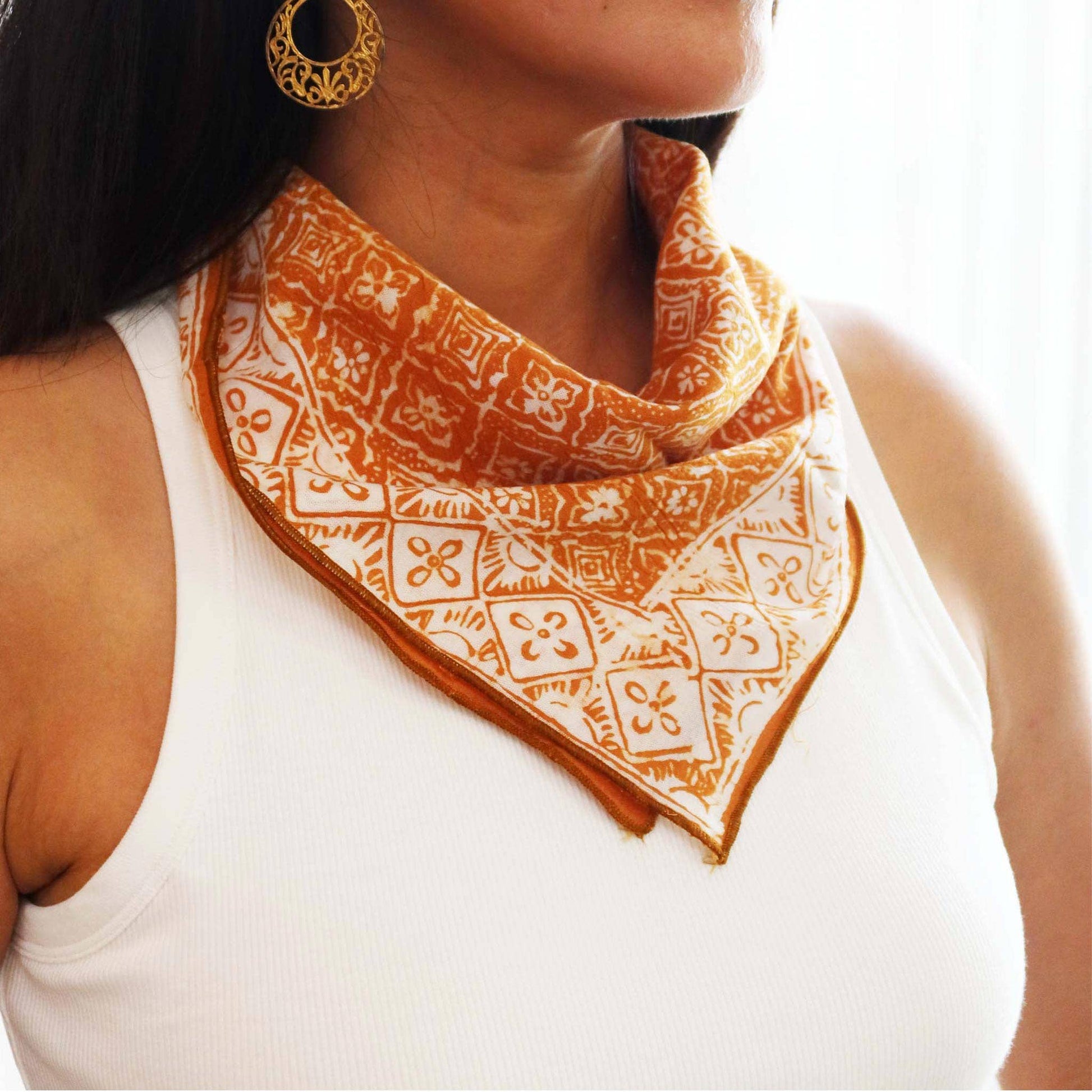 Batik Bandana – Yellow Fall Color | Kamboja Pattern