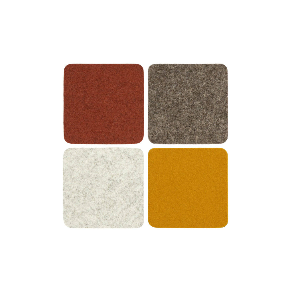 Bierfilzl Merino Wool Square Coasters – Desert Sun | Set of 4