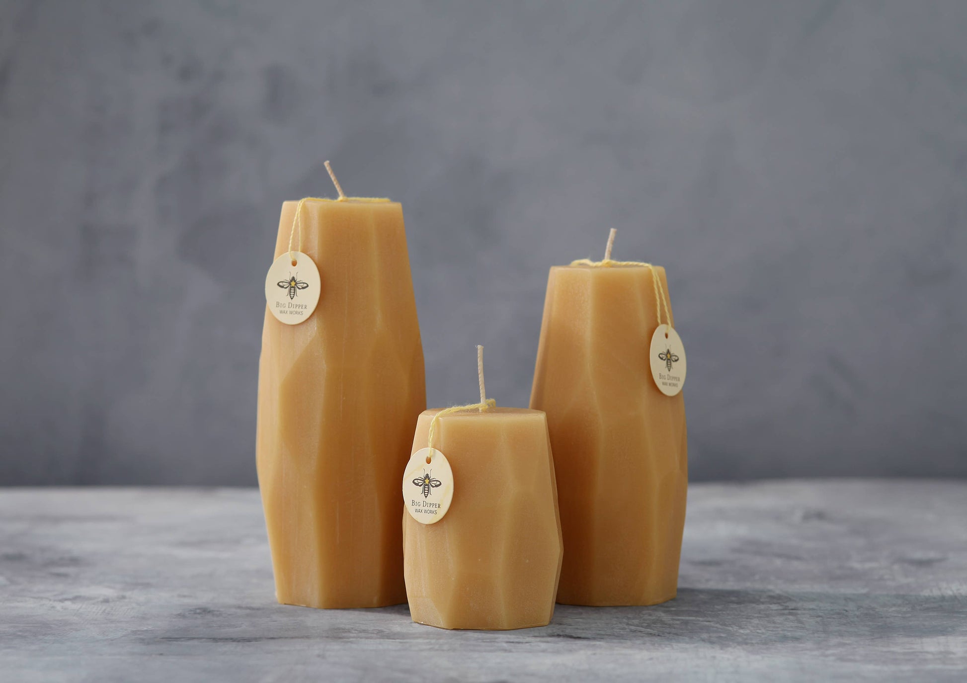 Beeswax Faceted Pillar Candle – Small | 2.5" x 3.25" | 40 Hours