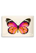 Ben's Garden - Pink Sardinia Butterfly Decoupage Glass Tray: 4"X 6"