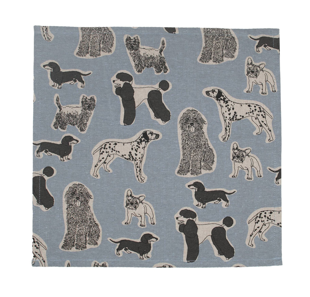 Napkins Set of 4 - Dog Print - Blue Haze