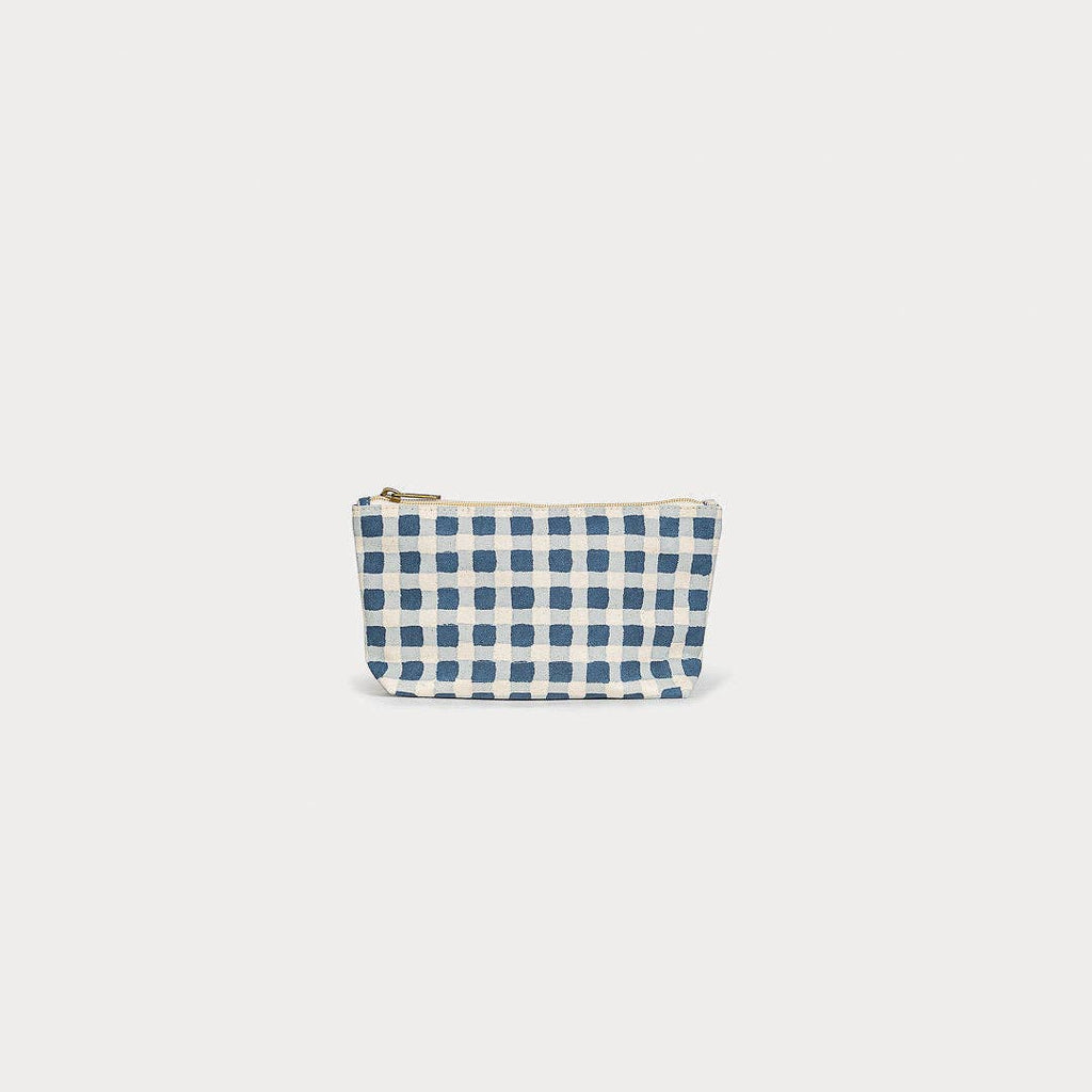 Indigo Gingham Small Waterproof Pouch