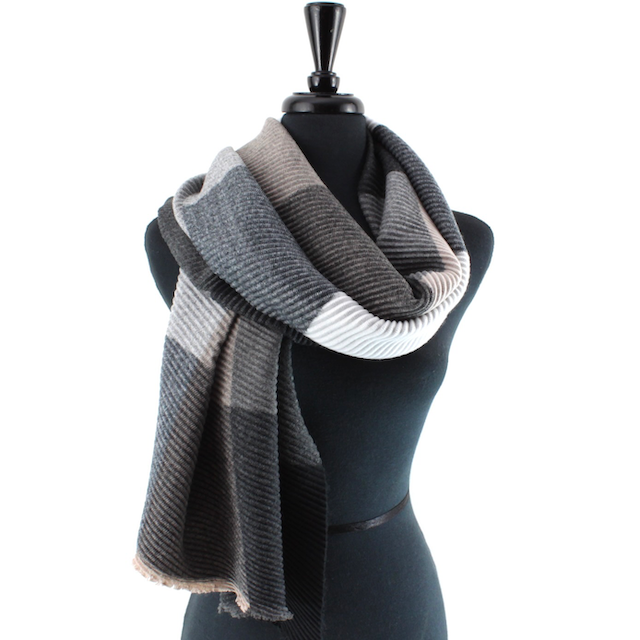 Blue/White/L Brown Merrymaking Pleated Scarf