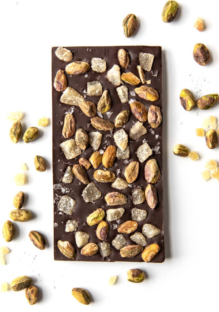 Ginger Pistachio Dark Chocolate Bar