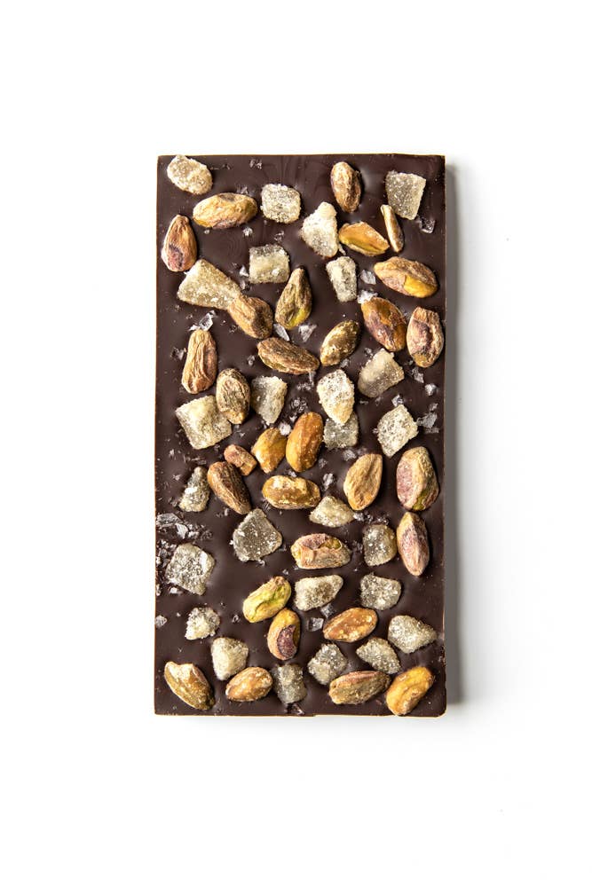 Ginger Pistachio Dark Chocolate Bar