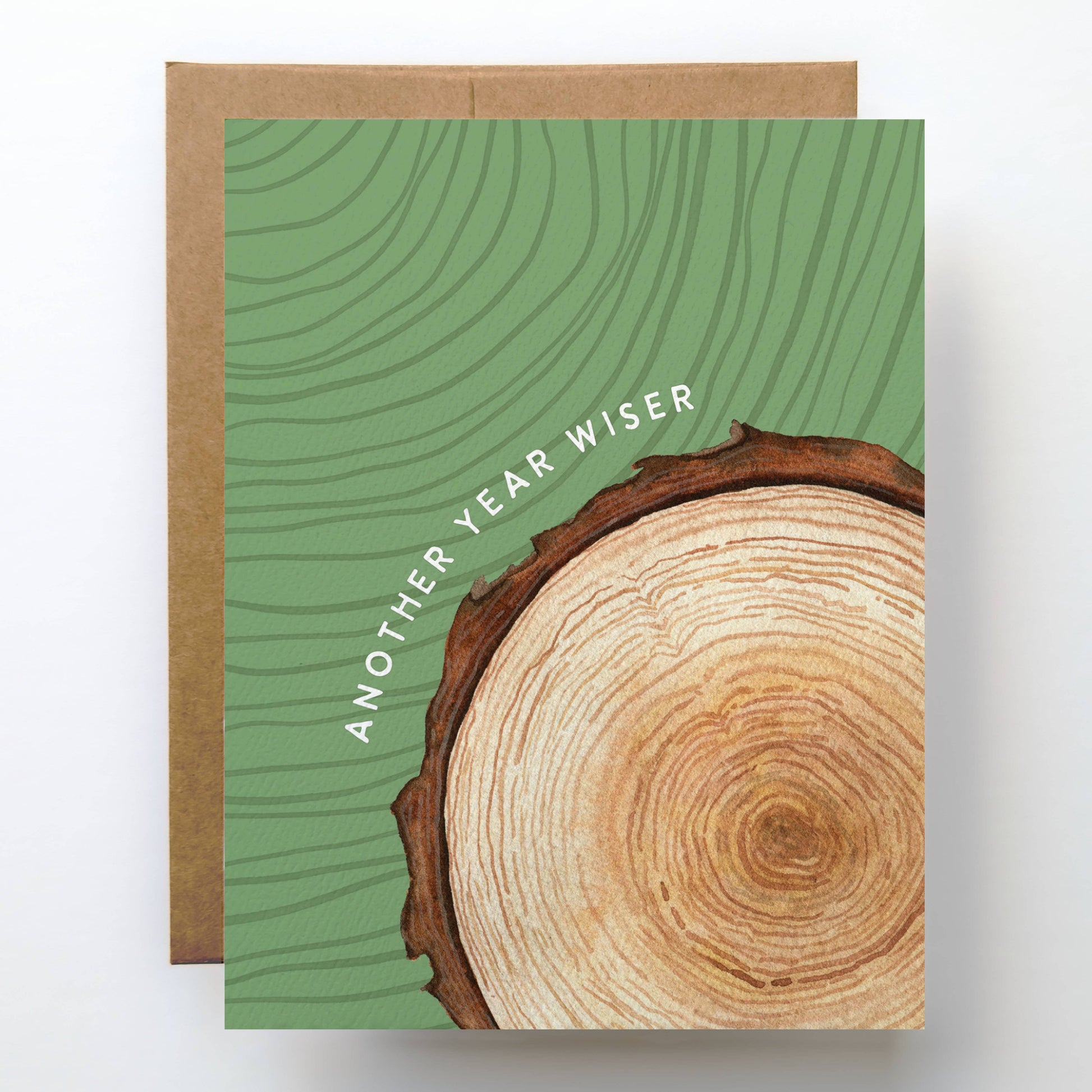Wiser Birthday Card | Growing Older Tree Ring Nature Design: Single Card