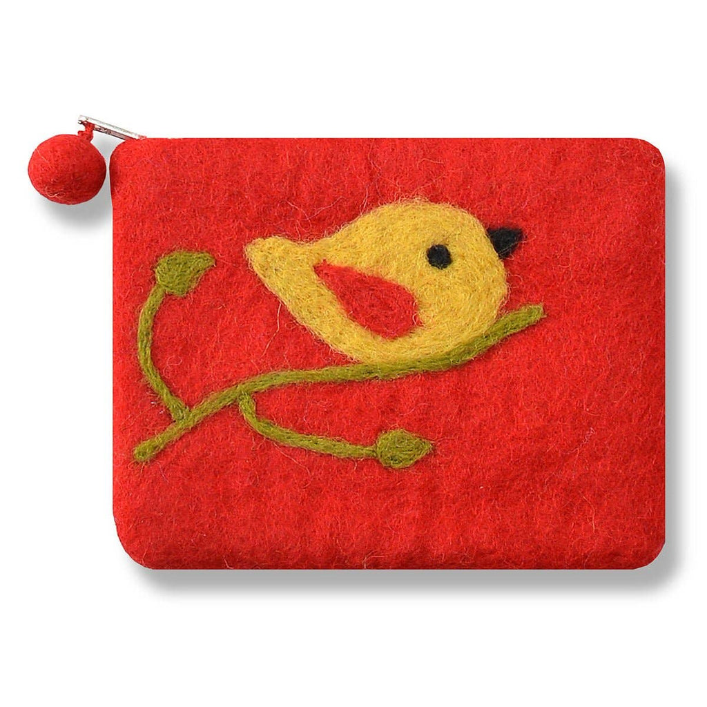 Turquoise One Bird Design Coin Purse