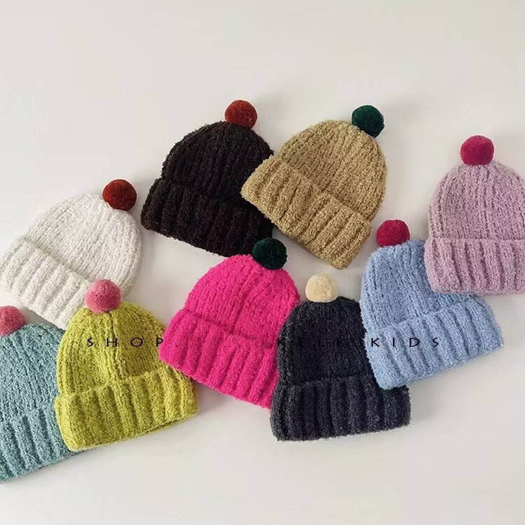 TEALBLUE CHILDREN'S COLORFUL BALL SOFT KNITTED HAT_(OS) 1