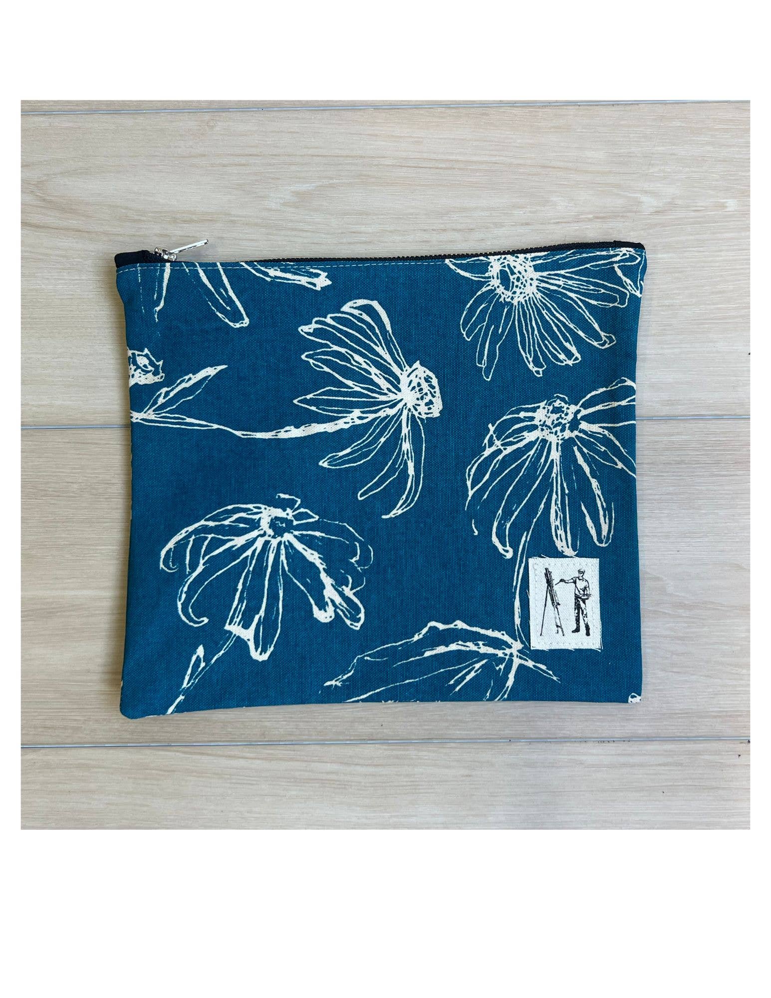 Driftwood Zippered Pouch- Lagoon Blue