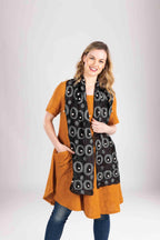 Pom Pom Wool Felted Scarf. SF902: Black