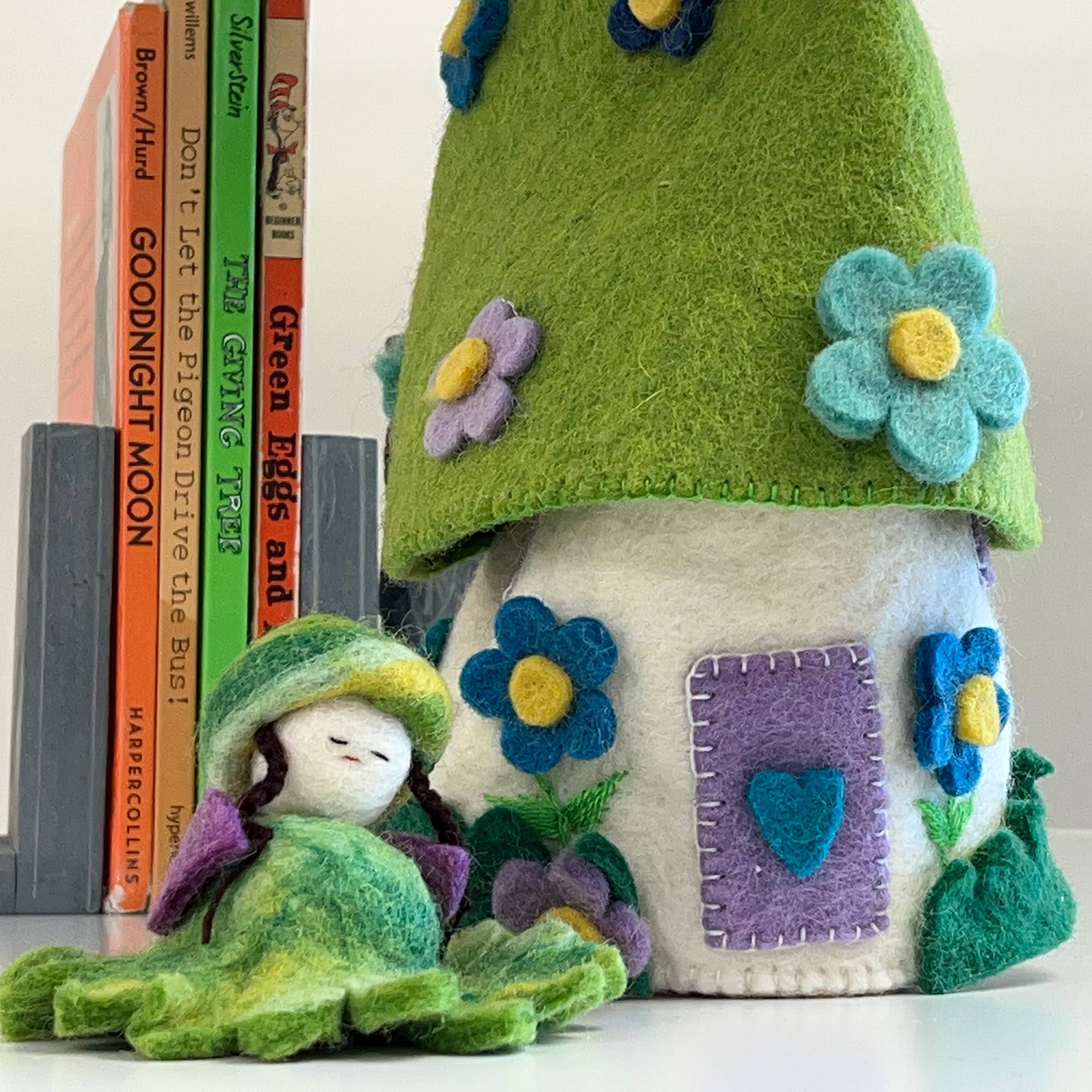 Blue Flower Felt Fairy House