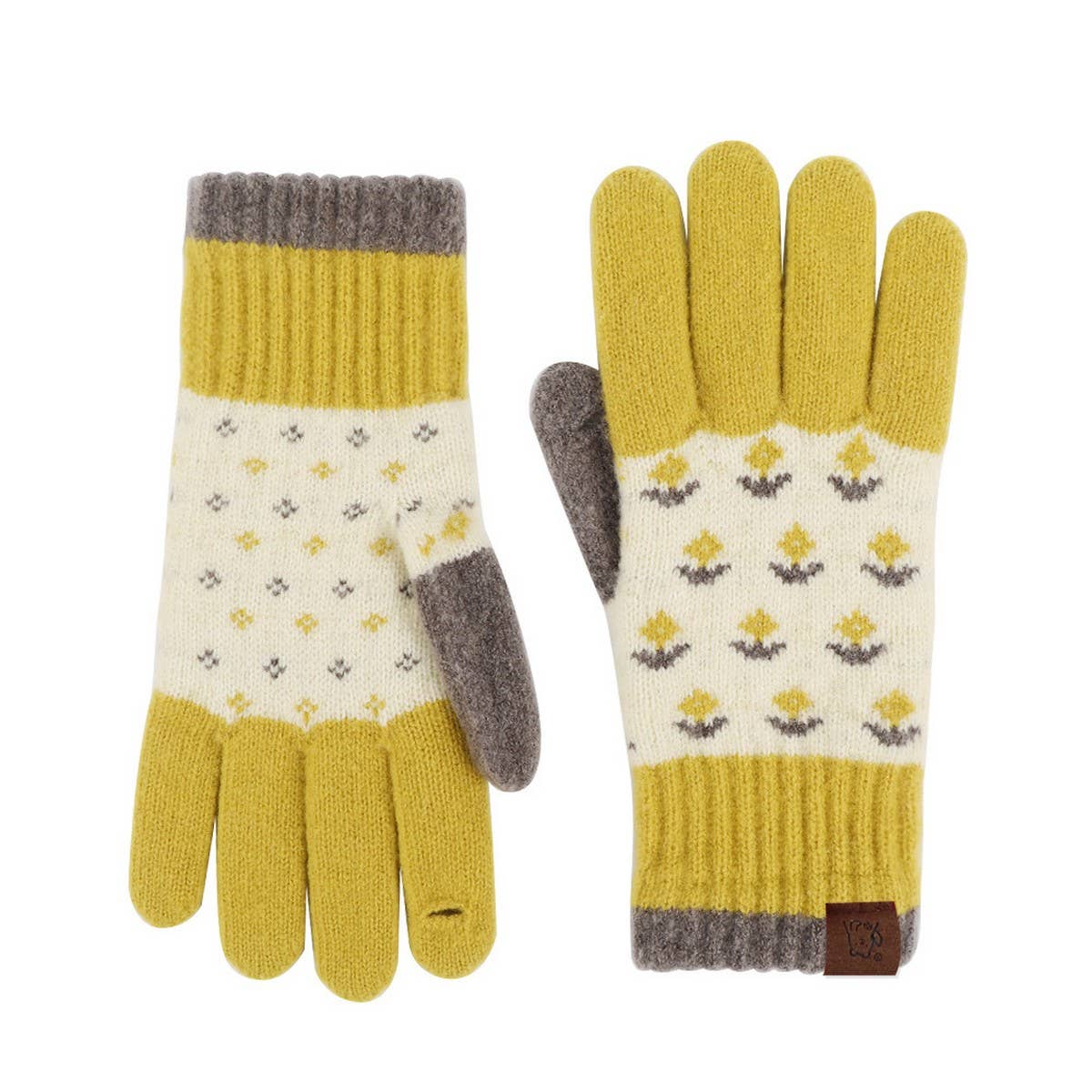 Green Knit Gloves –(OS)