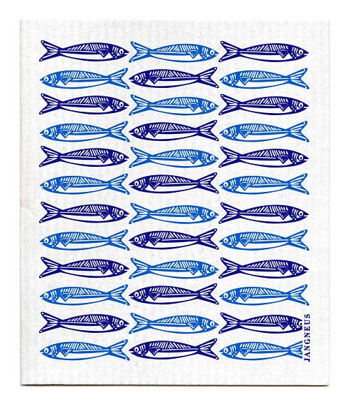Swedish Dishcloth - Sardines - Blue: Blue