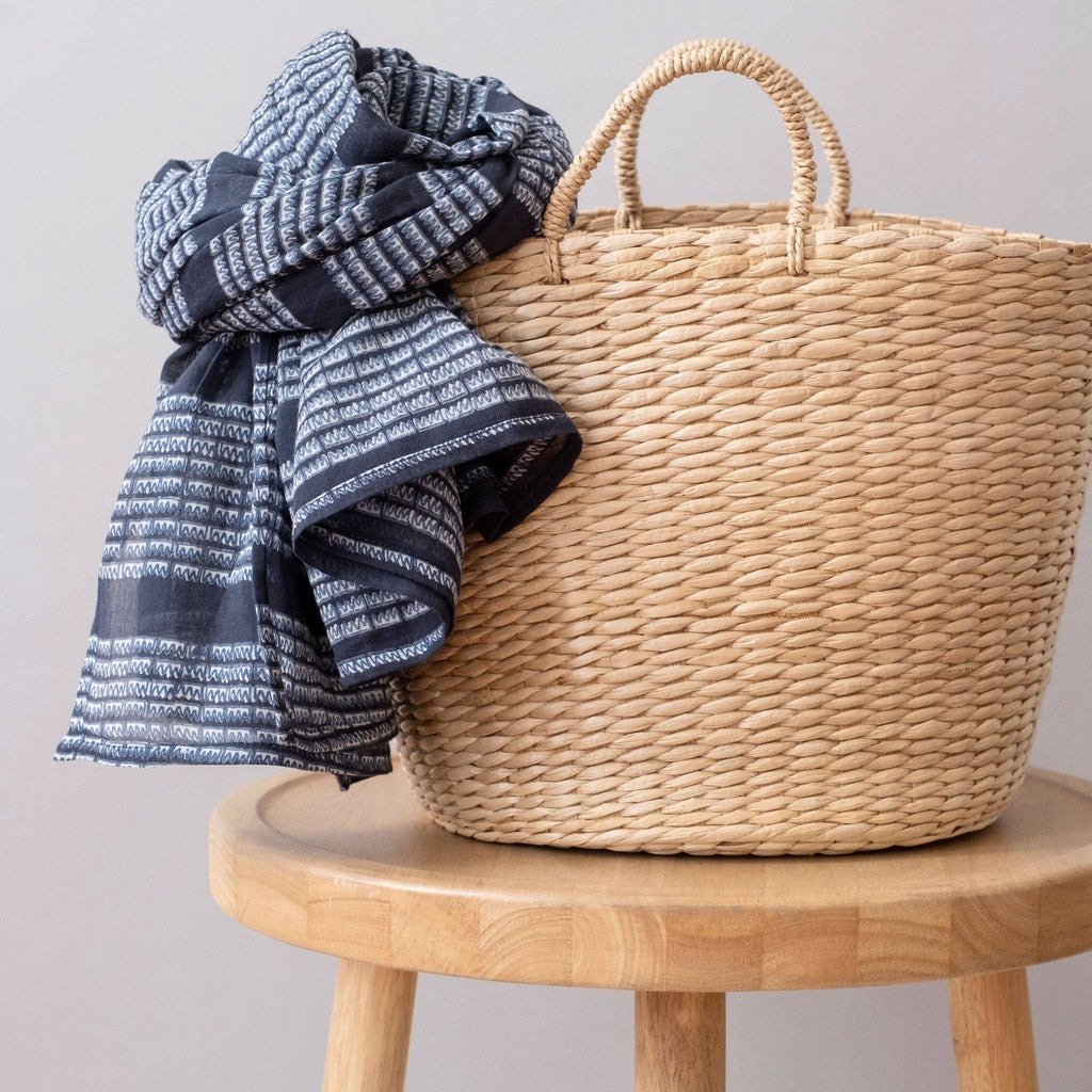 Dolbi Navy Block Printed Scarf