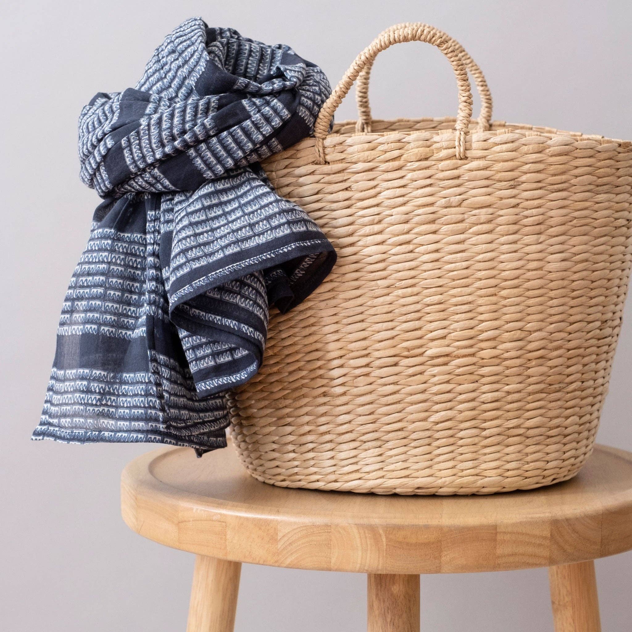 Dolbi Navy Block Printed Scarf