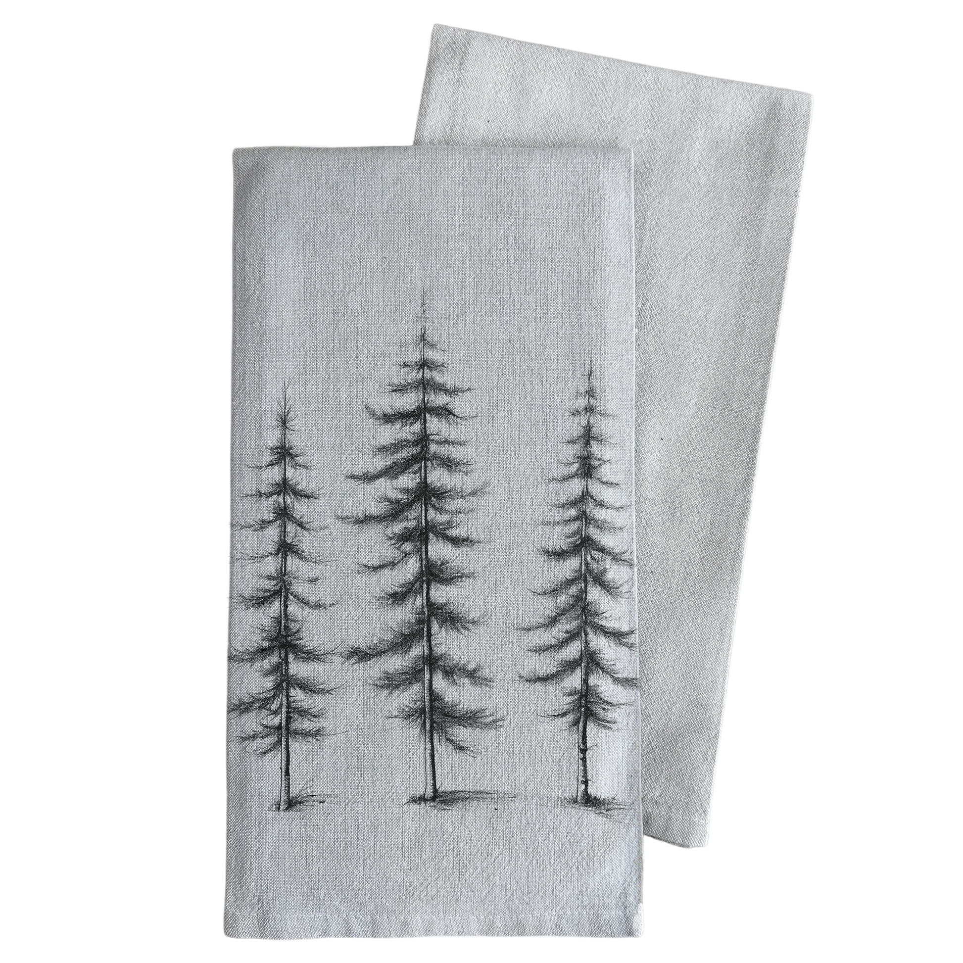 Tree Trio Tea Towel: White