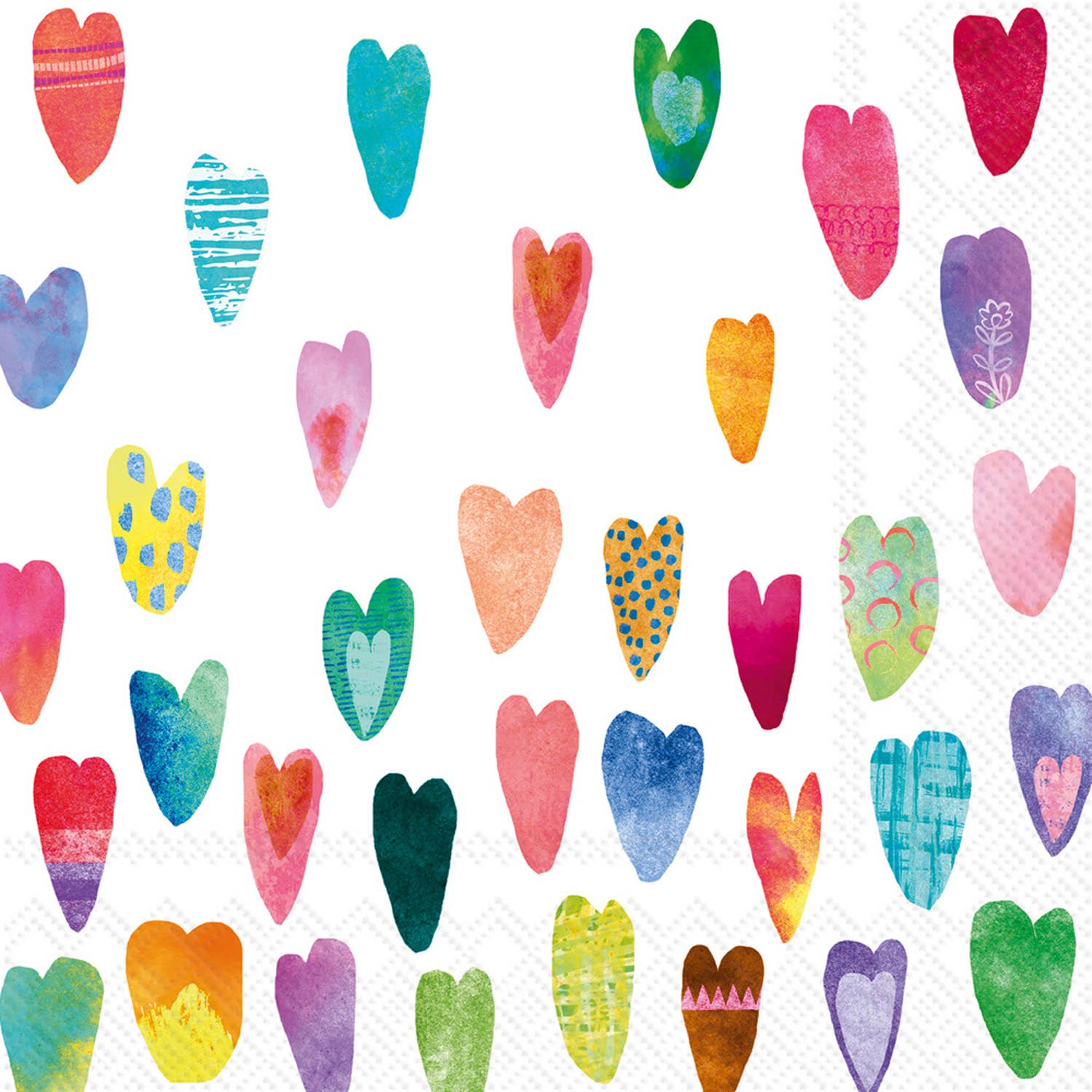 Rainbow Hearts Valentines Paper Cocktail Napkins Pack of 20
