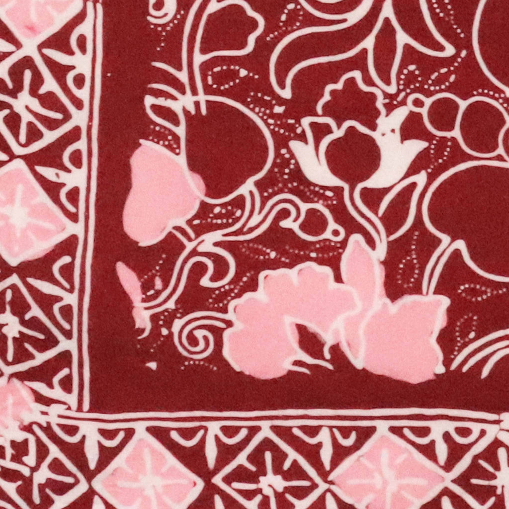 Ruby Bloom Batik Bandana — Red & Pink