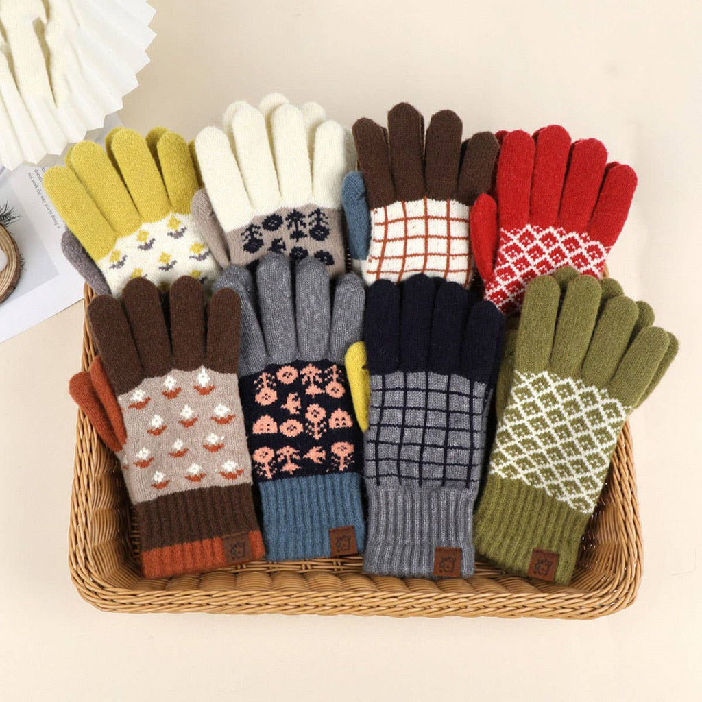 Khaki Knit Gloves – (OS)