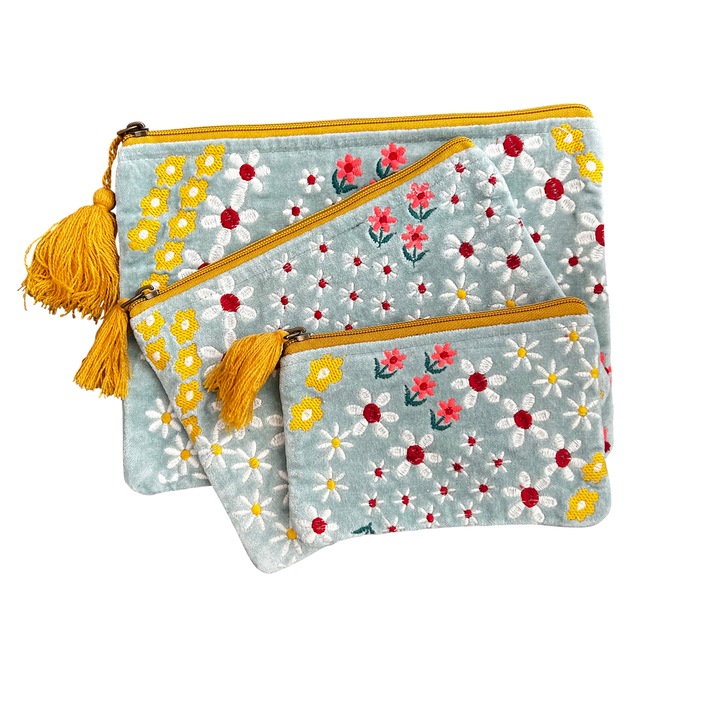 3 Size Daisy Bouquet Embroidered Coin Purse for Women