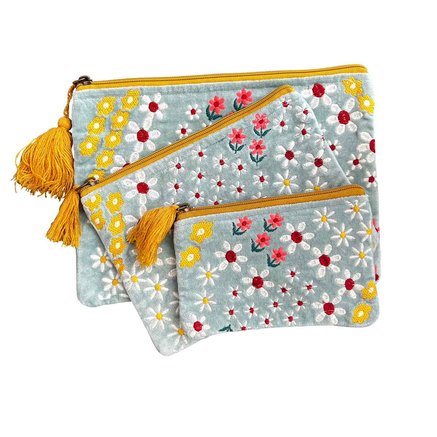 3 Size Daisy Bouquet Embroidered Coin Purse for Women