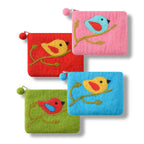 Turquoise One Bird Design Coin Purse