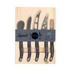 Laguiole 5-Piece Artisan Black Pakkawood Cheese Knife Set 