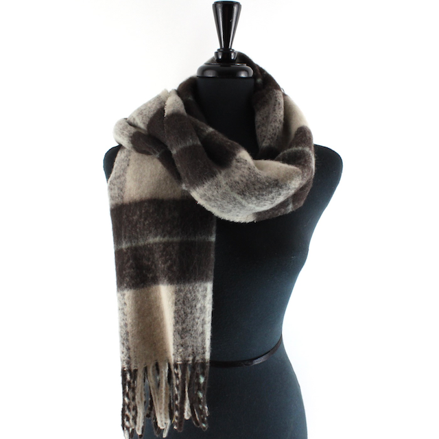 Black Fuzzy Plaid Scarf