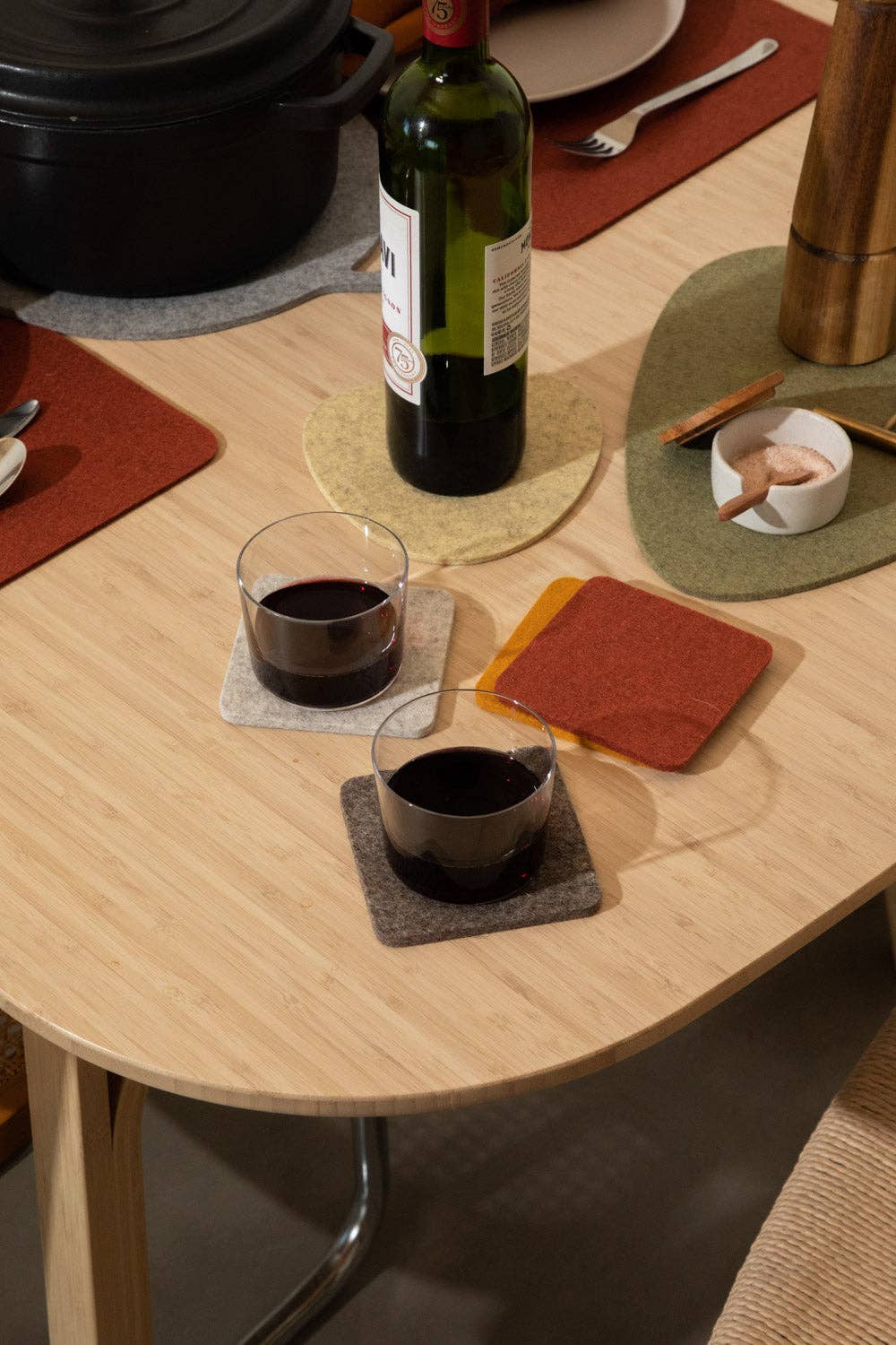 Bierfilzl Merino Wool Square Coasters – Desert Sun | Set of 4
