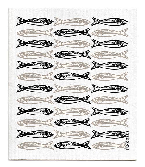 Swedish Dishcloth - Sardines - Black: Black
