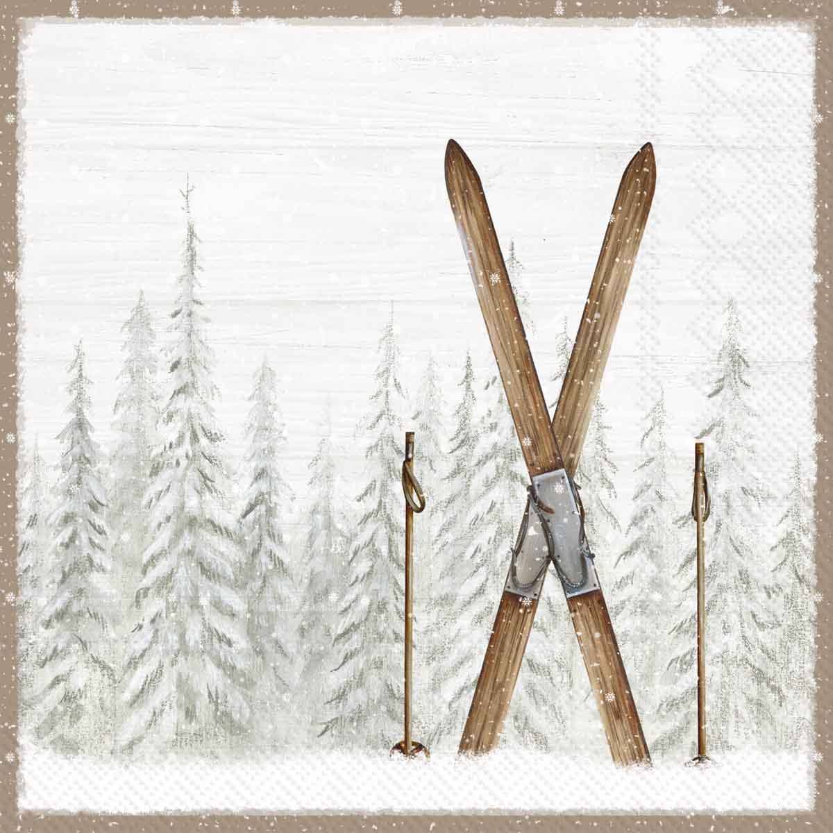 Nordic Winter Ski Paper Cocktail Napkins — Set of 20
