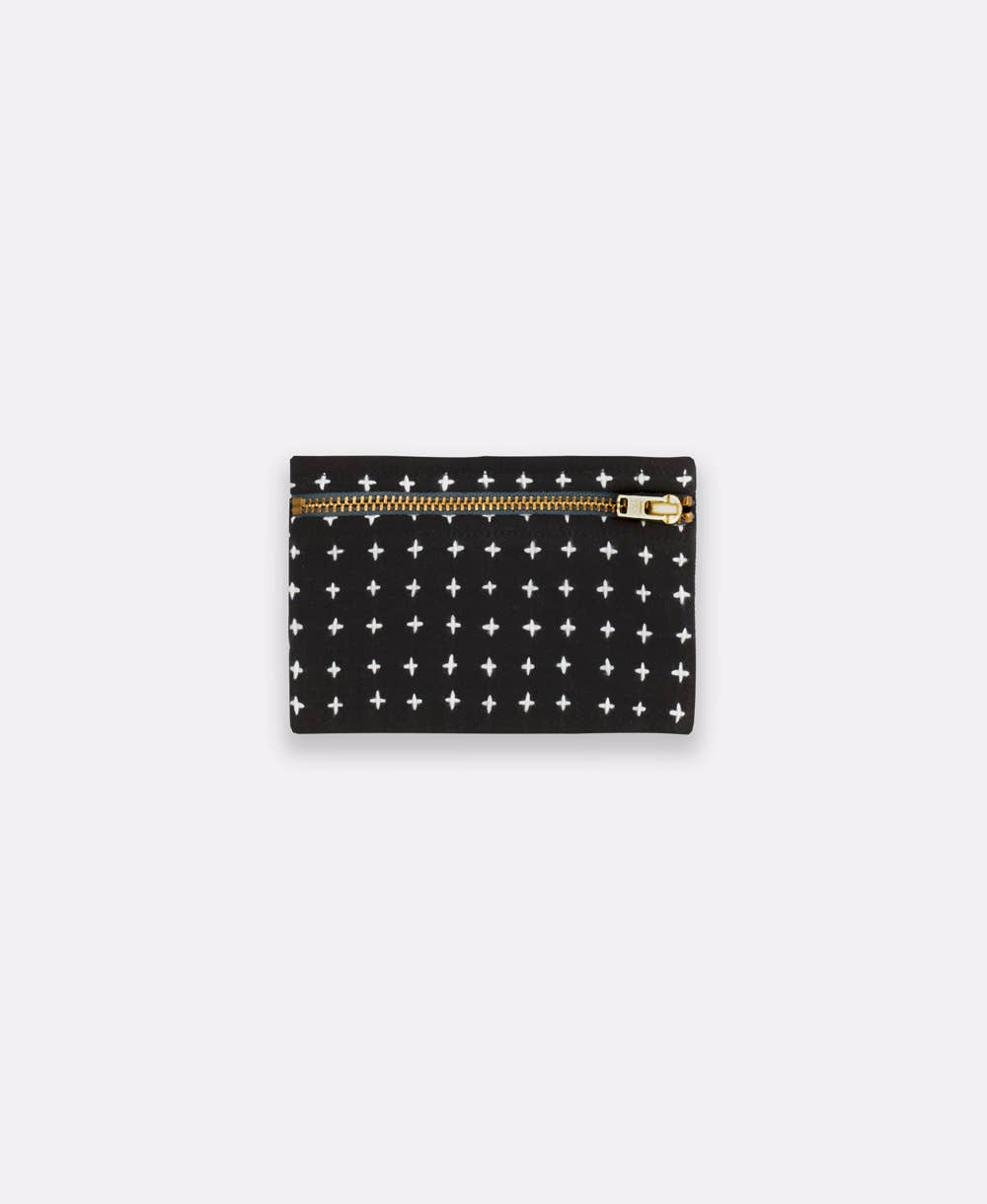 Navy Cross-Stitch Coin Purse