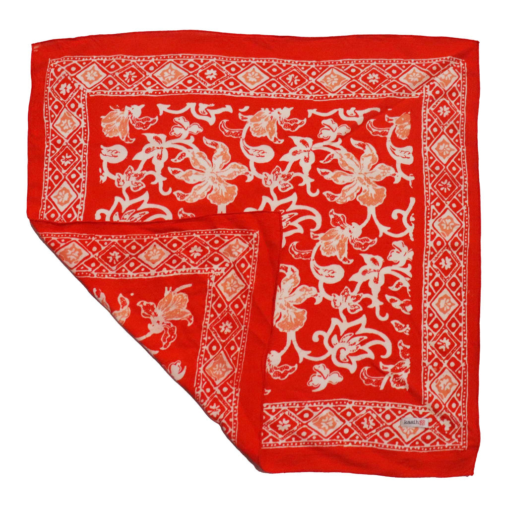 Batik Bandana, Fiery Flora, Red, Flower