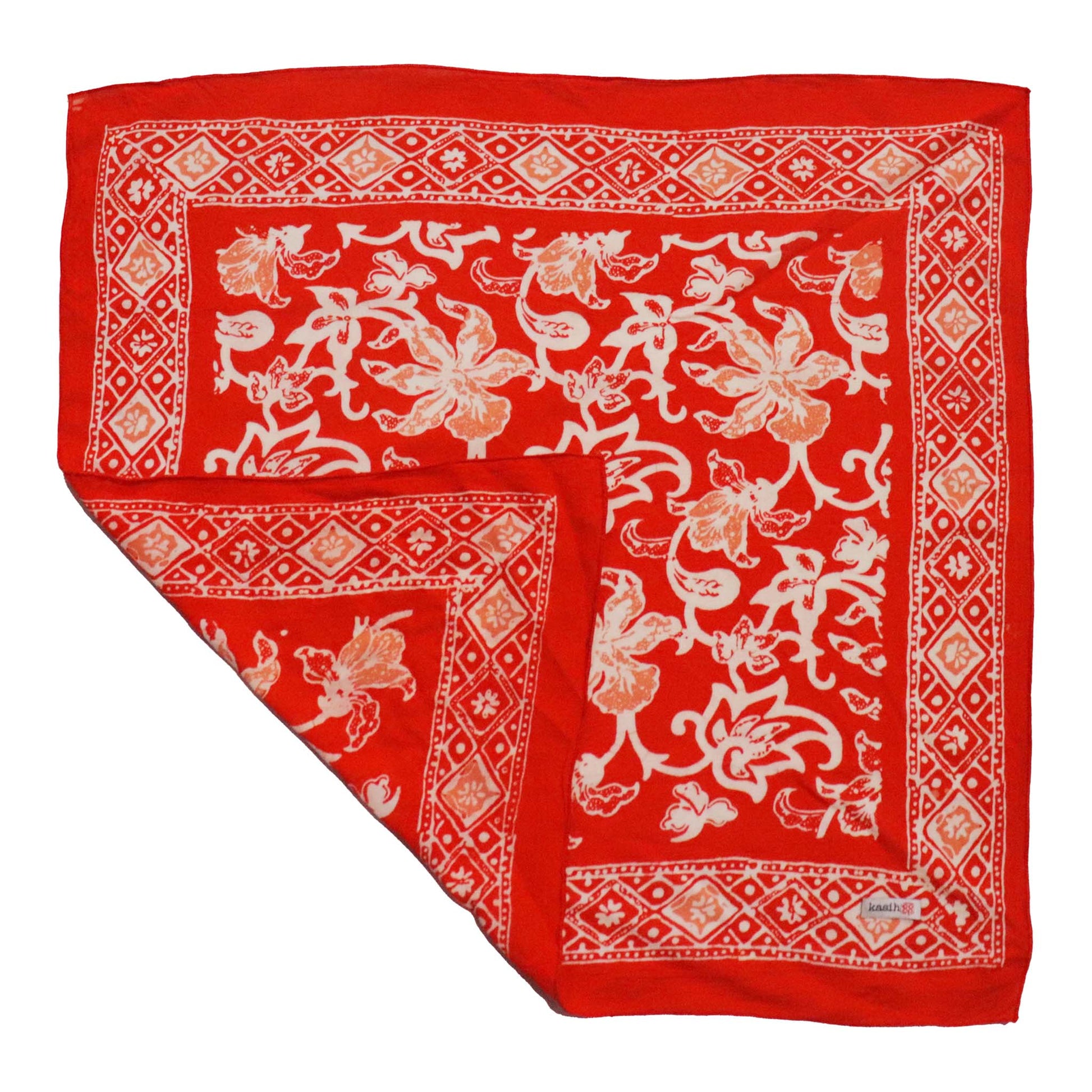 Batik Bandana, Fiery Flora, Red, Flower