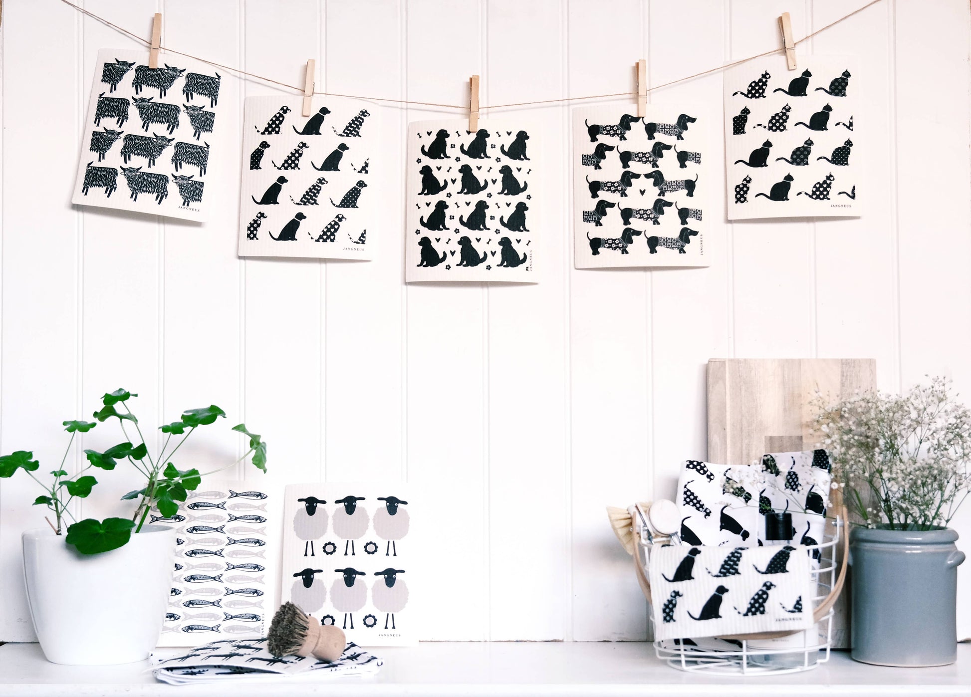 Swedish Dishcloth - Doodle Dog - Black: Black