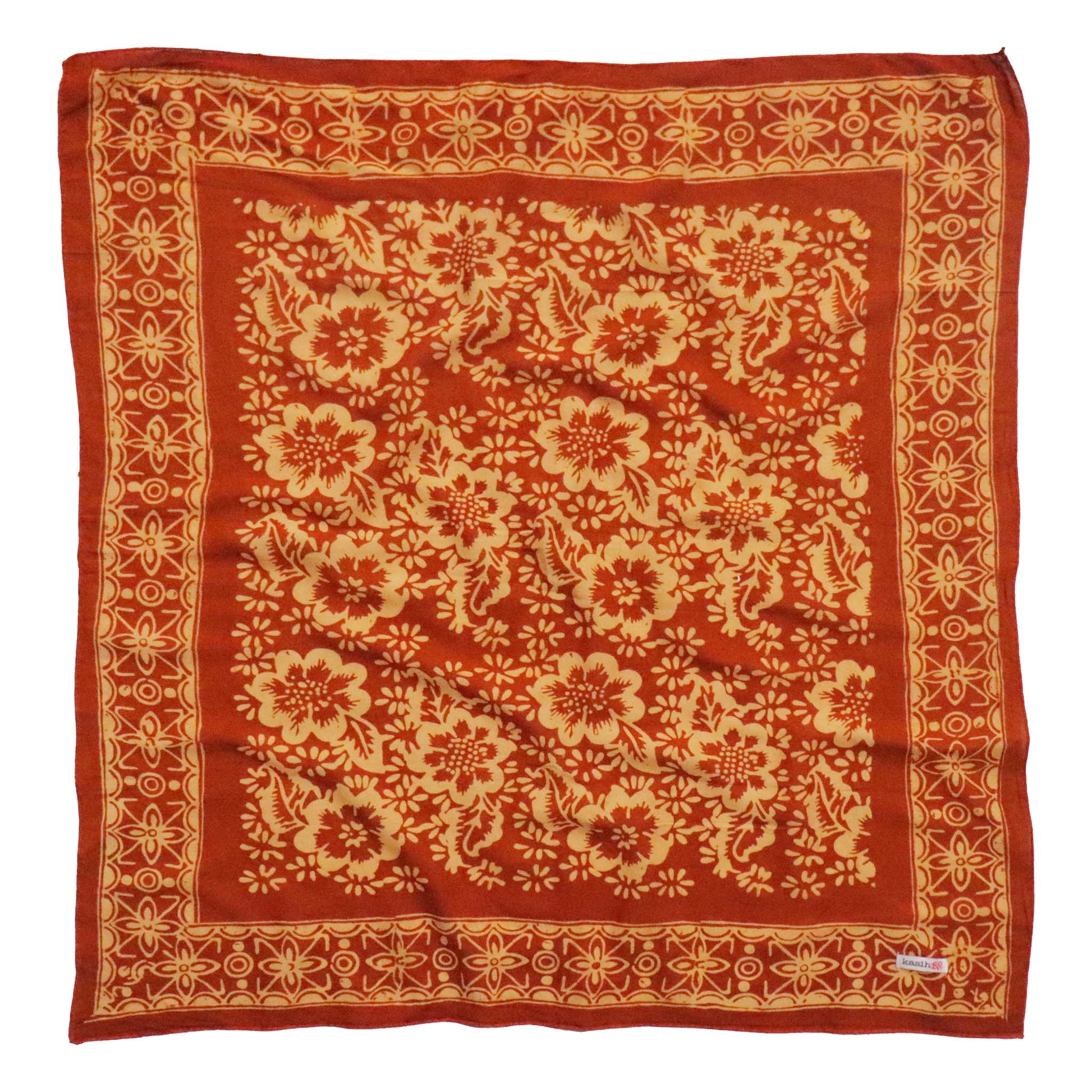 Batik Bandana - Red Orange hand drawn